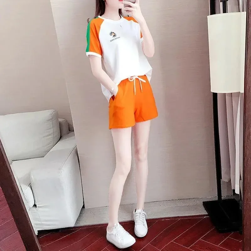 

Women's Loose T-shirt 2025 Summer New Fashion Suit Crop Top And Shorts 2 Two Piece Set For Women Ladies Casual Wholesale Clothes
