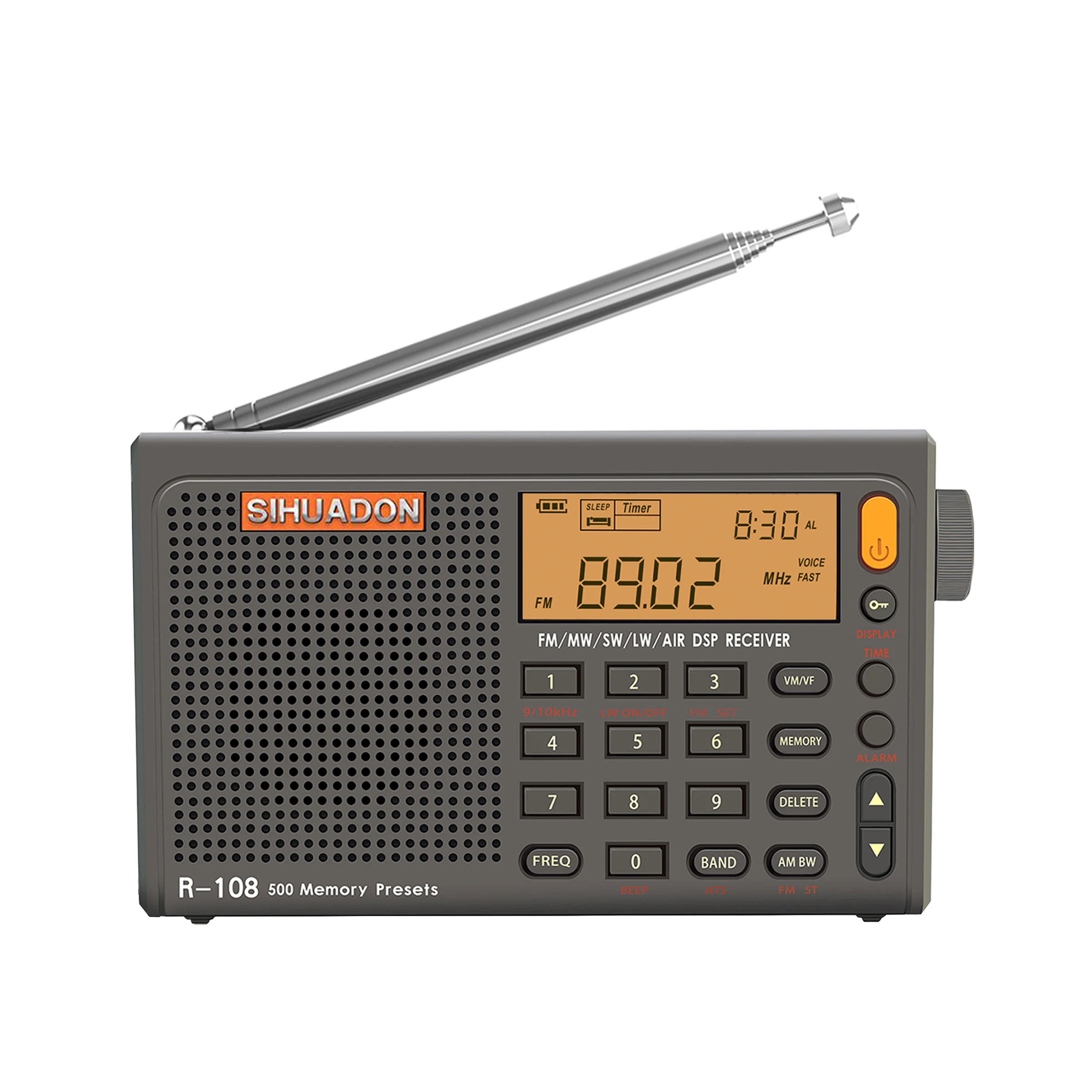 To R-108 Radio FM Stereo Digital Portable Radio AM SW Air Radio Receiver Alarm Function Display Clock Temperature Speaker