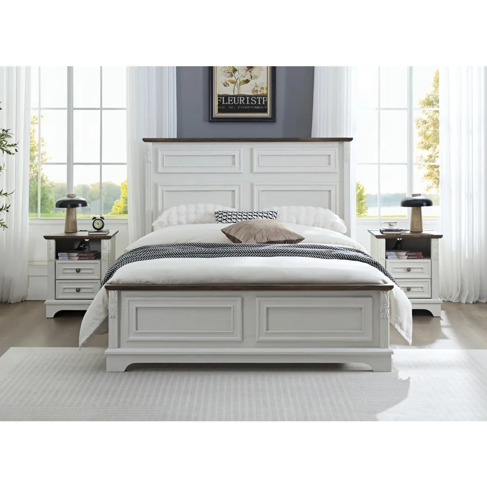 Comodino con stazione di ricarica, tavolino laterale in fattoria, comodino LED intelligente, comodino per camera da letto, soggiorno