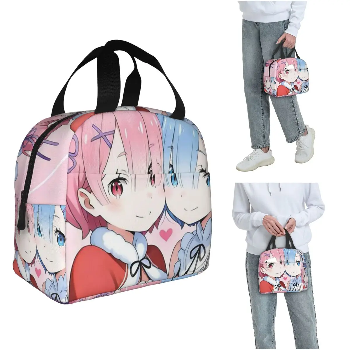 Life In A Different World From Zero Anime Rem Insulated Lunch Bag for Women Children Leakproof Food Boxes Thermal Lunch Box Tote