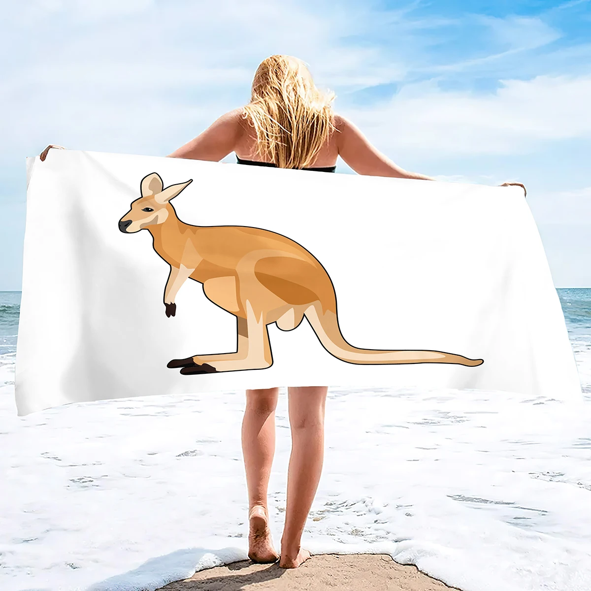 Beach Towel, Oversized Microfiber Beach Towels for Travel, Quick Dry Towel for Swimmers Sand Proof Beach Towels Kangaroo Pattern