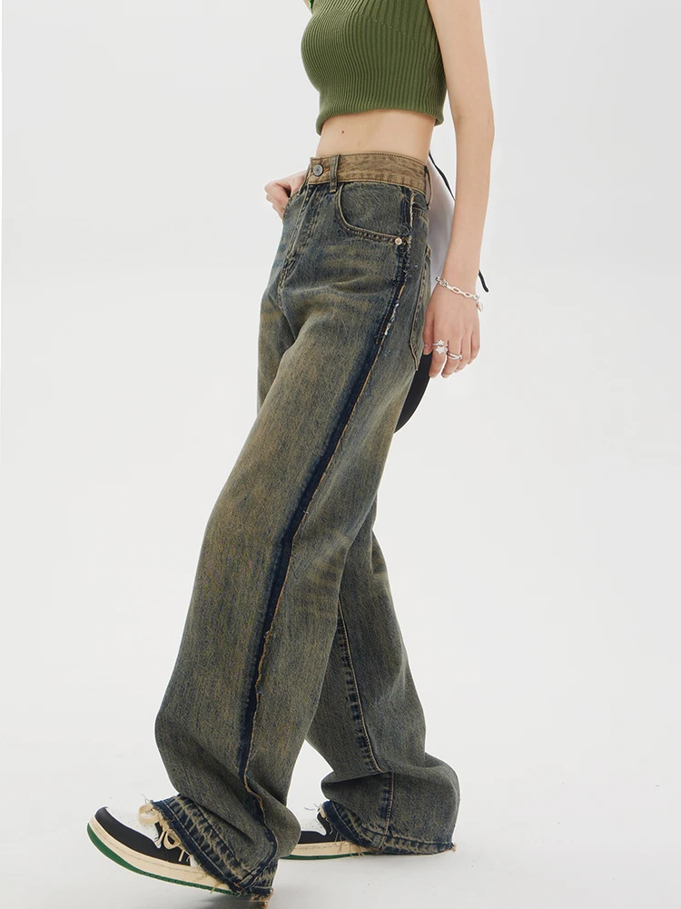 Imagem -02 - Jeans Carga Azul Vintage Feminino Calça de Cowboy de Cintura Alta Calça Jeans Folgada Estética Anos 90 Harajuku Y2k Trashy Roupas dos Anos 2000 2024