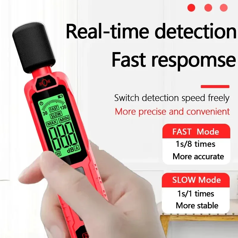 Misuratore di livello sonoro portatile digitale Strumento di misurazione del rumore DB Metro 30~130dB Dispositivo di misurazione audio per monitor ambientale
