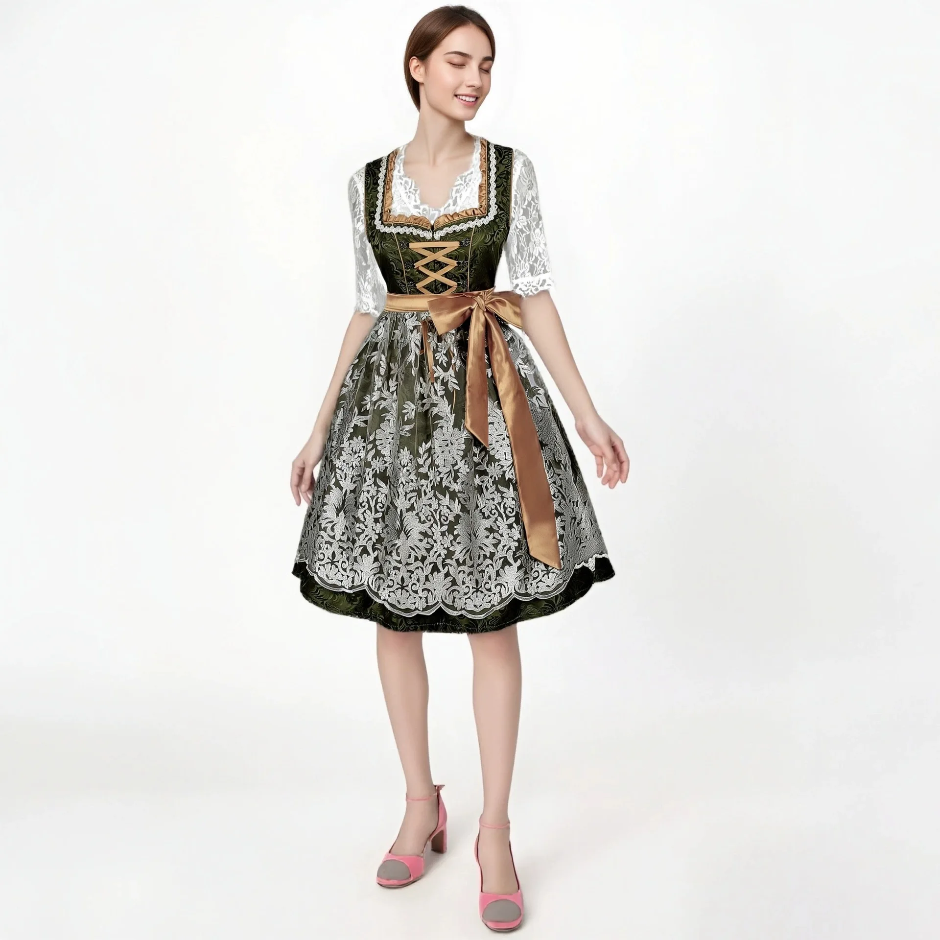 

2026 Oktoberfest Costume for Women German Bavarian Traditional Dirndl Dress Girls Beer Festival Costume Halloween Party Outfits
