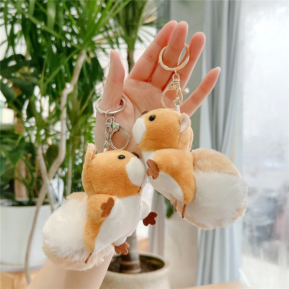 Cute Squirrel Plush Keychain Of Peliche Keychain Big Dolls Toy Bag Pendant Women's Backpack Decoration Gift