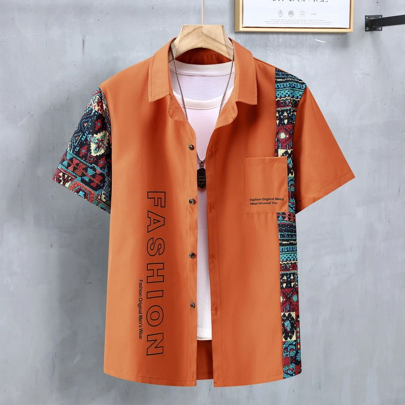 Summer Tracksuits Plus Size 11XL Men\'s Sets Fashion Casual Patchwork Shirts Shorts Suits Male Sets Big Size 11XL