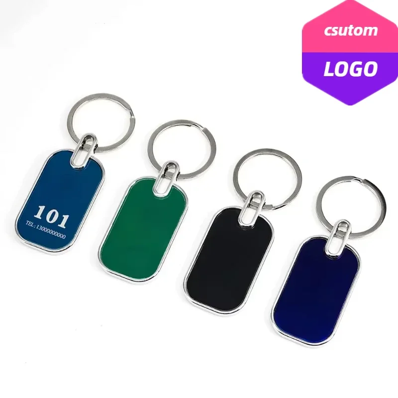Personalize Rotating Round Heart Rectangle Metal Keychain Custom LOGO Double Sides Car Key Chain Laser Engrave Name Gift Keyring