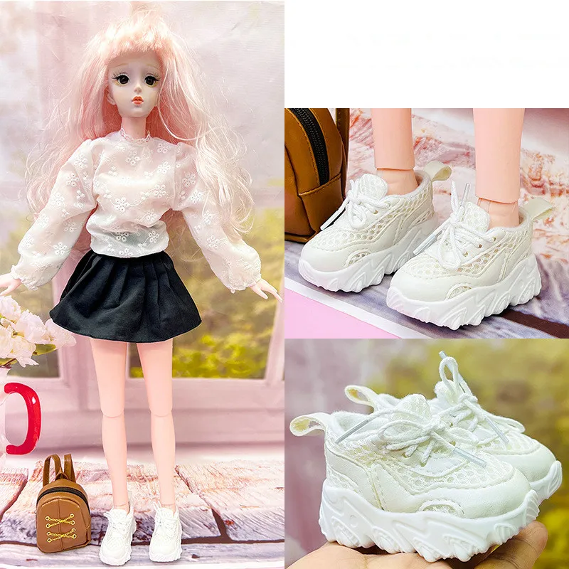 1 Pair White 60cm Doll's Sport Shoes Length 7.5cm 1/3 Bjd Accessories