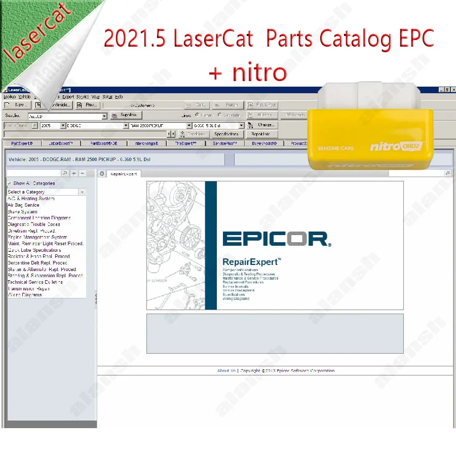 2021.5 LaserCAT 3 USA Aftermarket Parts Catalog EPC Diag + Nitro OBD