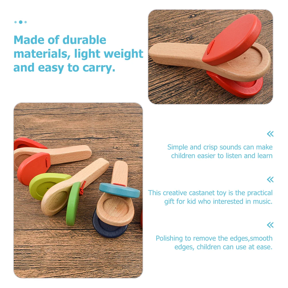 3 Pcs Baby Handle Castanet Percussion Toys Musical Instrument Castanets Well-made Wood Kids Creative