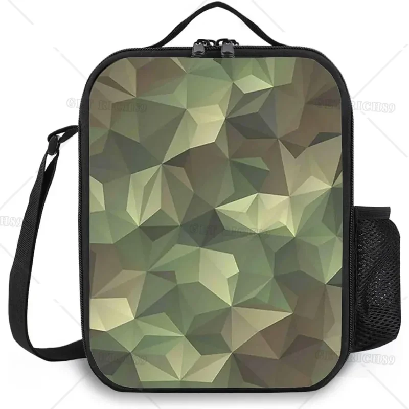 

Geometric Fractal Form Poly Reusable Insulated Lunch Bag with Pocket Cooler Tote Box for Men & Women Work Picnic or Travel