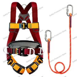 Full Body High Altitude Work Safety Harness Five-point Safety Belt Rope Outdoor Climbing Training Construction Protect Equipment