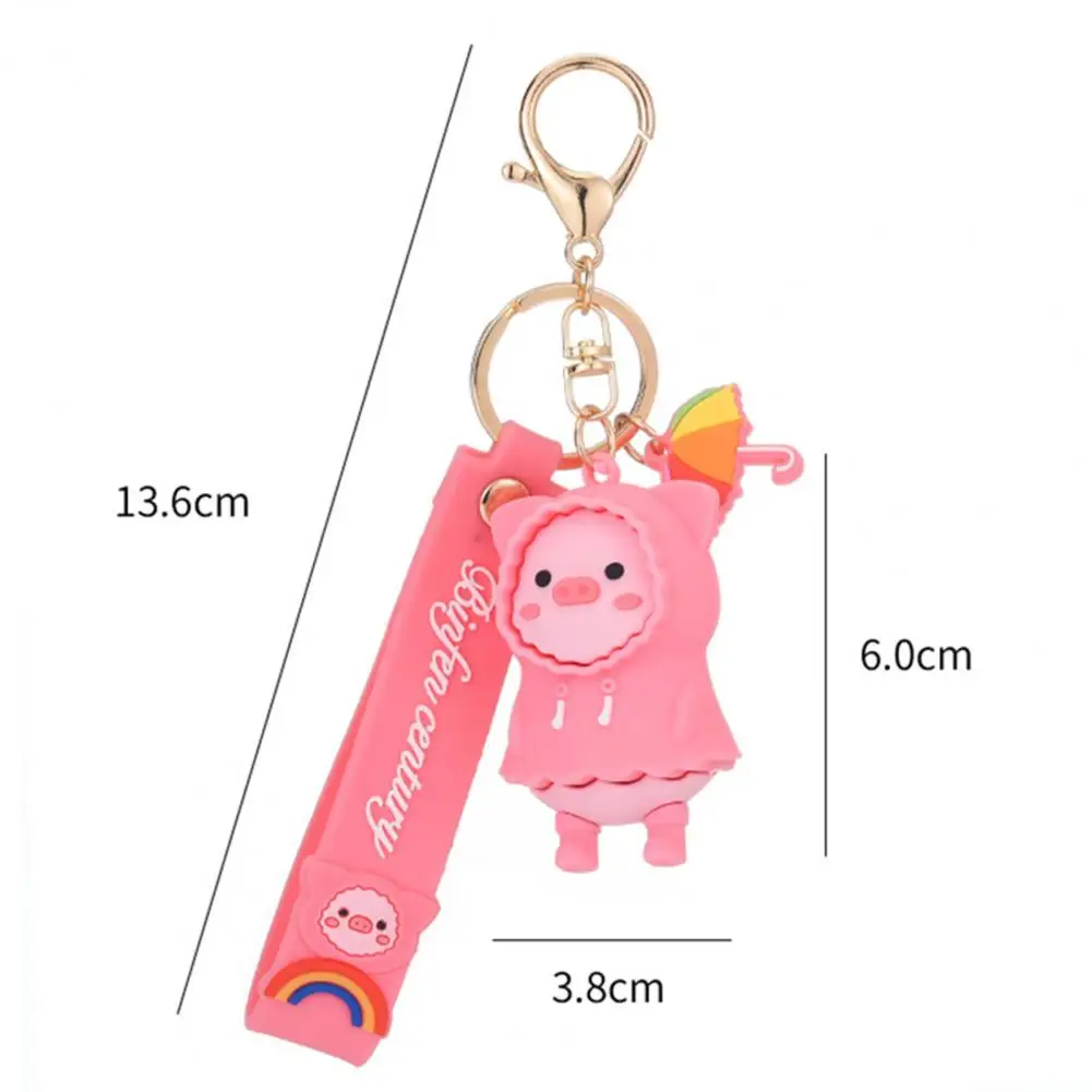 Accessory Easy-carrying Cartoon Raincoat Pig Keychain for Backpacks