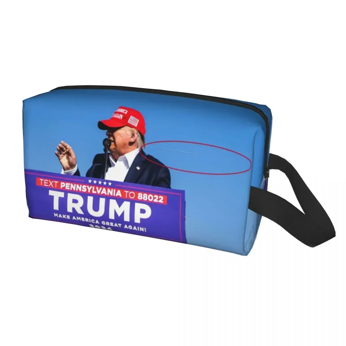 Custom Trump Assassination Attempt Makeup Bag Women Travel Cosmetic Organizer Kawaii Storage Toiletry Bags