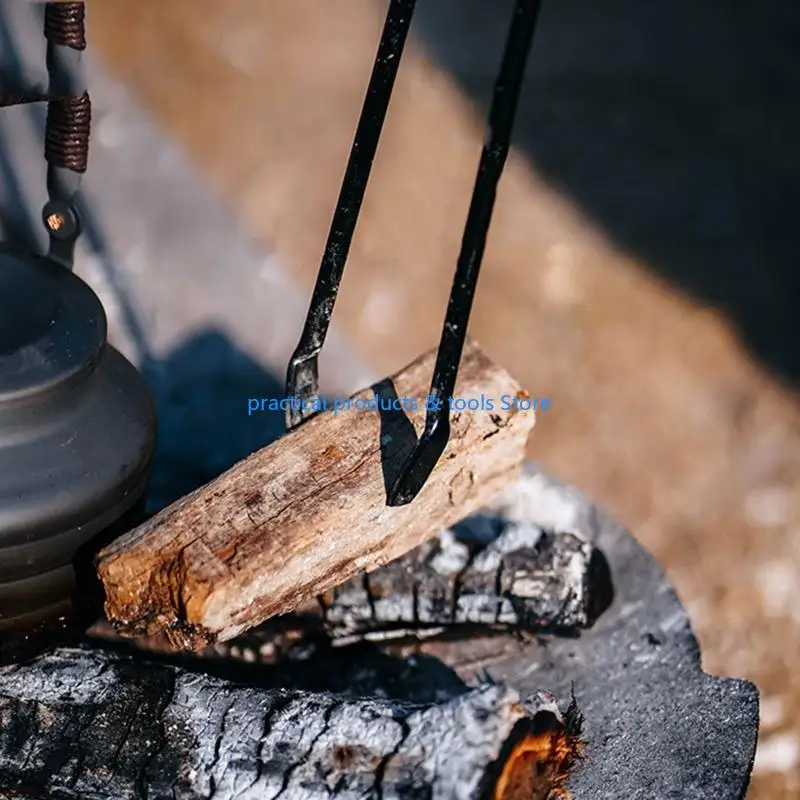 77JB موقد ملقط سجل Grabber داخلي في الهواء الطلق الحطب الفرن الفحم معسكر الملقط شواية التخييم FIREPLACE