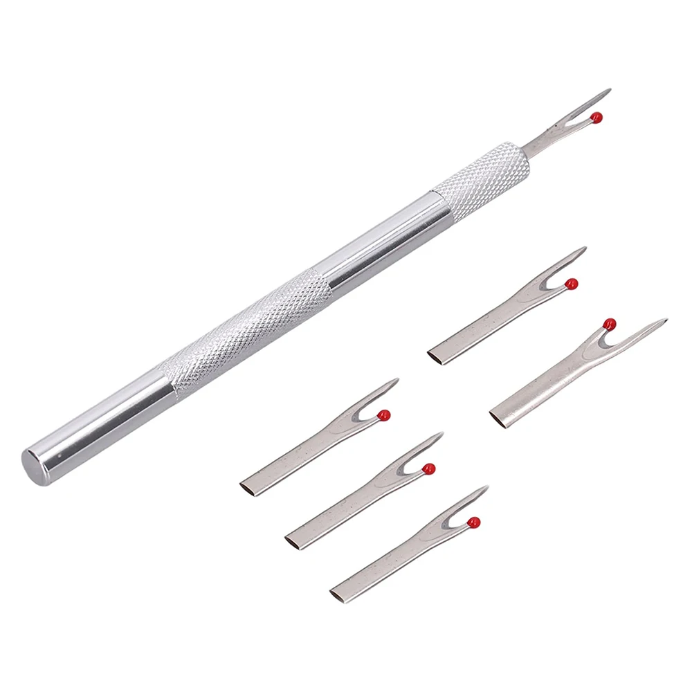 Obcinacz do szwów metalowy zestaw do rozpruwania szwów z 5 szt. wymiennym uchwytem ostrza rozpruwacz do szycia robótki DIY Craft