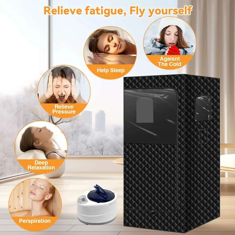 Portable Steam Sauna Portable Sauna for Home Sauna Tent Sauna Box 3/4L 1000/2000W Steamer and Folding Chair