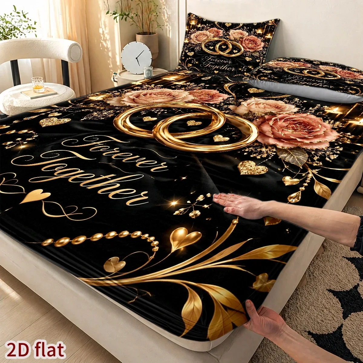 3Pcs Luxurious Palace Style Print Bedding Set, Soft and Comfortable, Suitable for Bedroom, Guest Room, One Fitted Sheet + Two Pillowcases, No Core