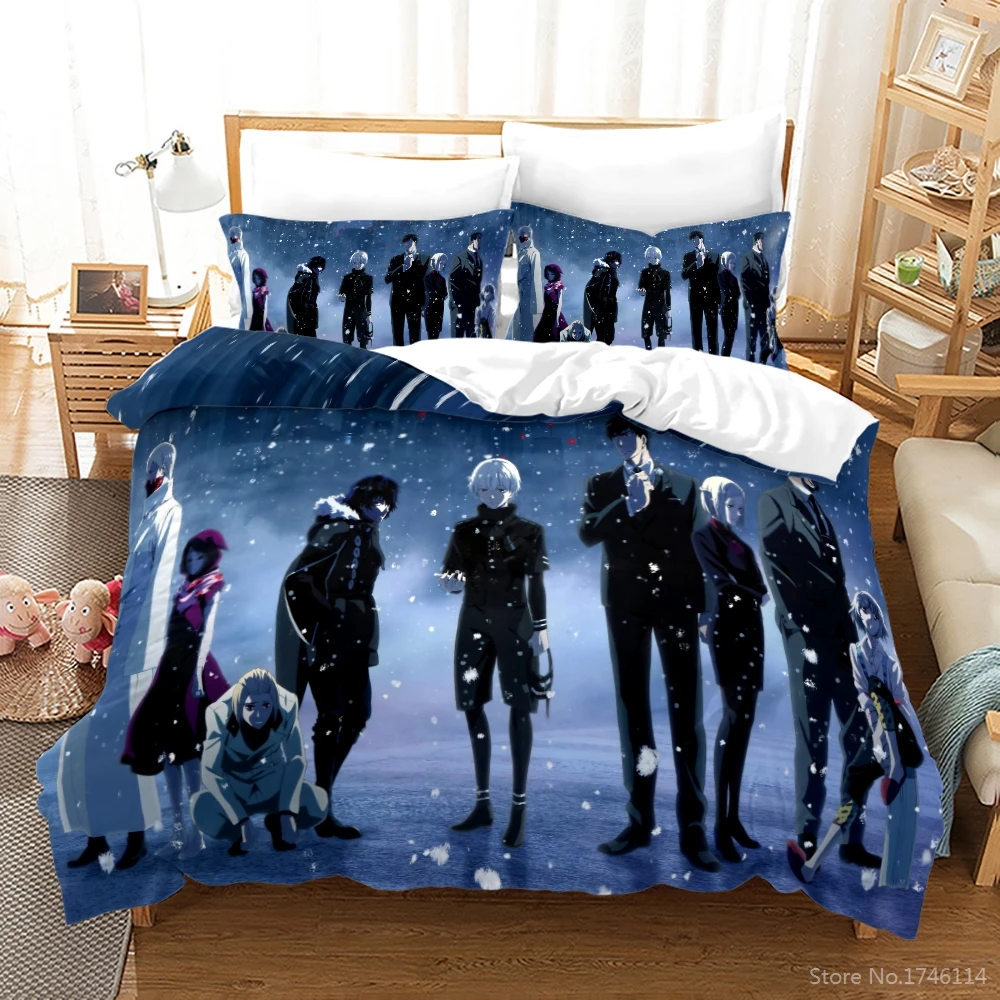 2/3pcs Anime Tokyo Ghoul 3D Print Bedding Set Queen King Size Duvet Cover Pillowcase Set Bedclothes for Boys Girls Adult Bedroom