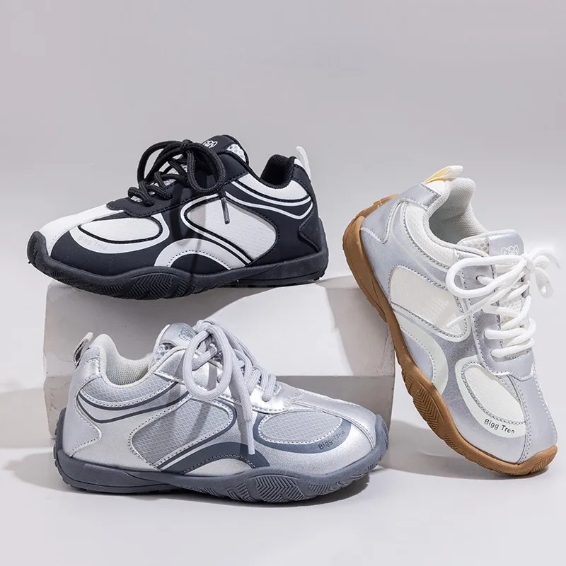 Kids'Casual Shoes Color Blocking PU Leather Fashion Autumn Sports Shoes For Children Breathable Anti-slip White Black Size 26-37