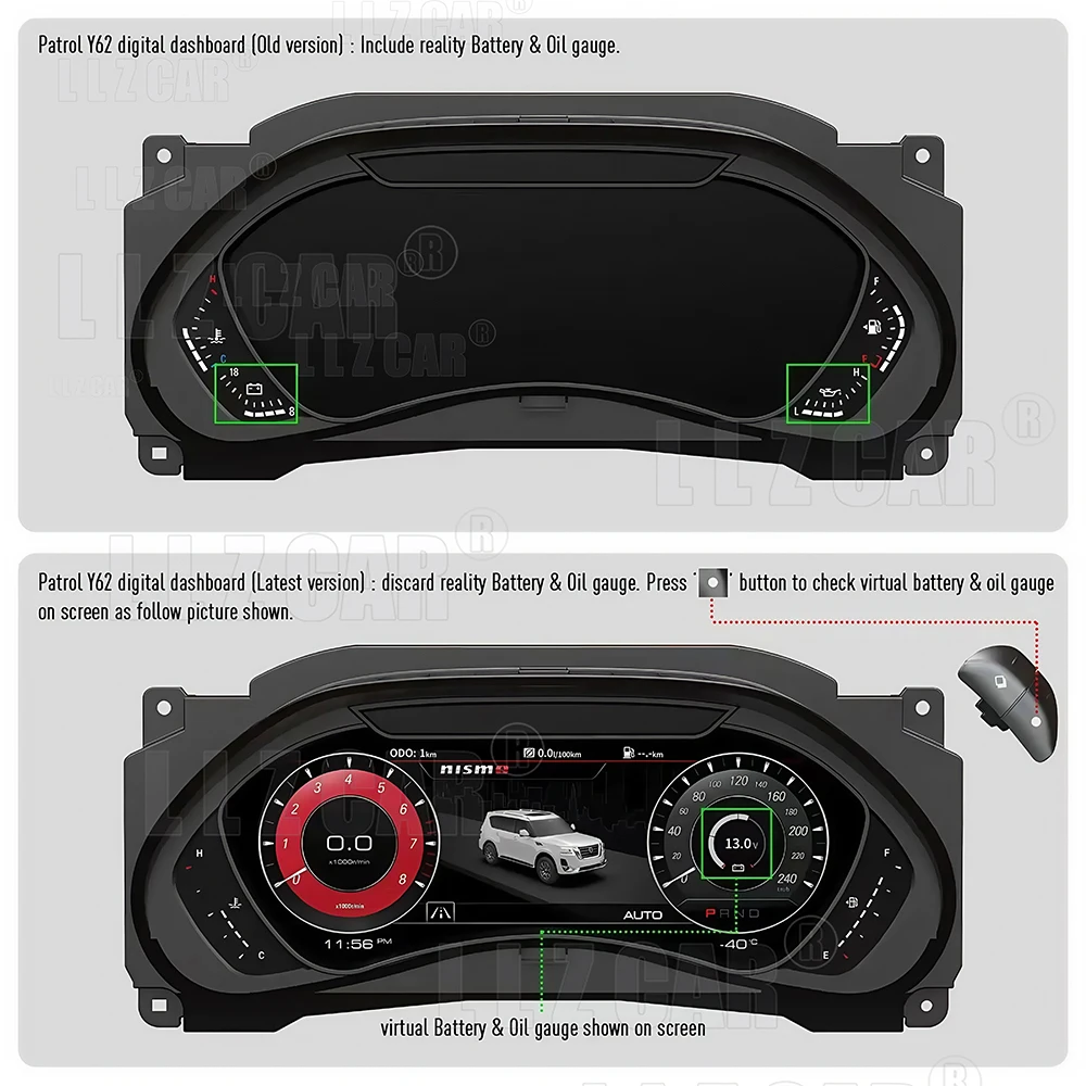 

For Nissan Patrol Infiniti QX56 Y62 2010-2021 LCD Digital Dashboard Cluster Speedometer Virtual Cockpit Virtual Instrument Panel