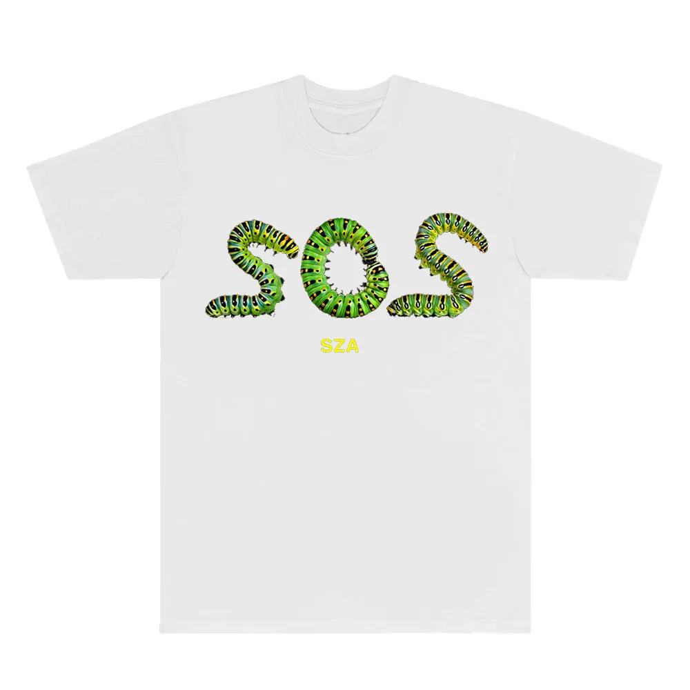 SZA SOS Caterpillar T-Shirts Grand National Tour Merch Cosplay Women Men Fashion HipHop Streetwear Short Sleeve Tee