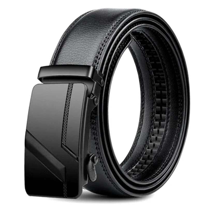 Fashion Luxury Alloy Automatic Buckle Black PU Leather Belts High Quality 105 150 140 130 160 170 cm Large Plus Size Men's Belt