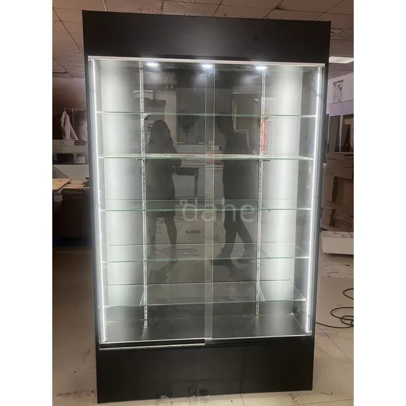 custom.Custom Wall Display Cabinet with Led Lighting Lockable Wooden Display Glass Show Cases for Retail Store