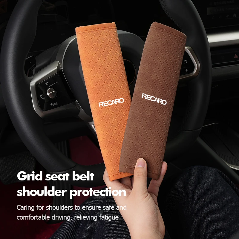 Car Seat Belt Covers Soft Leather Shoulder Pad Backpack Straps For Recaro view 5