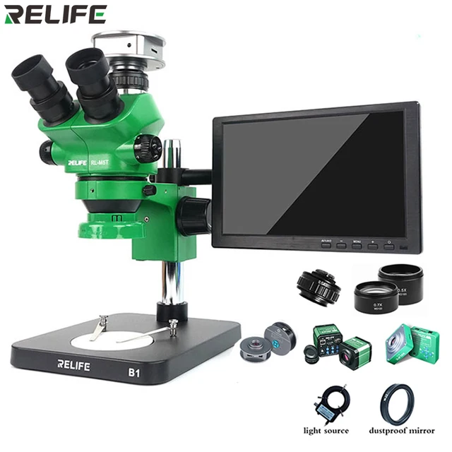 RELIFE RL-M5T 7-50x mikroskop trójokularowy z ciągłym zoomem do spawania płytek drukowanych telefonu komórkowego, identyfikacja biżuterii