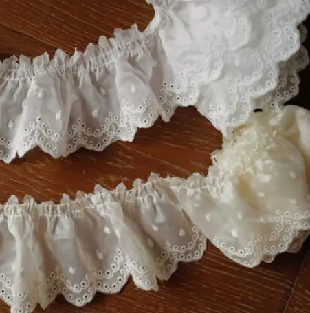 Width:7cm(2.75”inch)Unilateral fold exquisite pattern cotton embroidery Lace Fashion Laces Handmade DIY Sewing(SSA-4824)