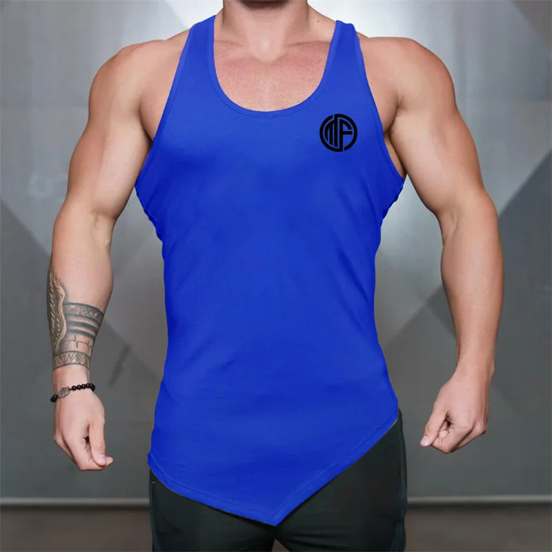 

Summer Men Fashion Casual Irregular Hem Tank Top Cotton Breathable Sleeveless Round Neck Tops Bodybuilding Fitness Singlet