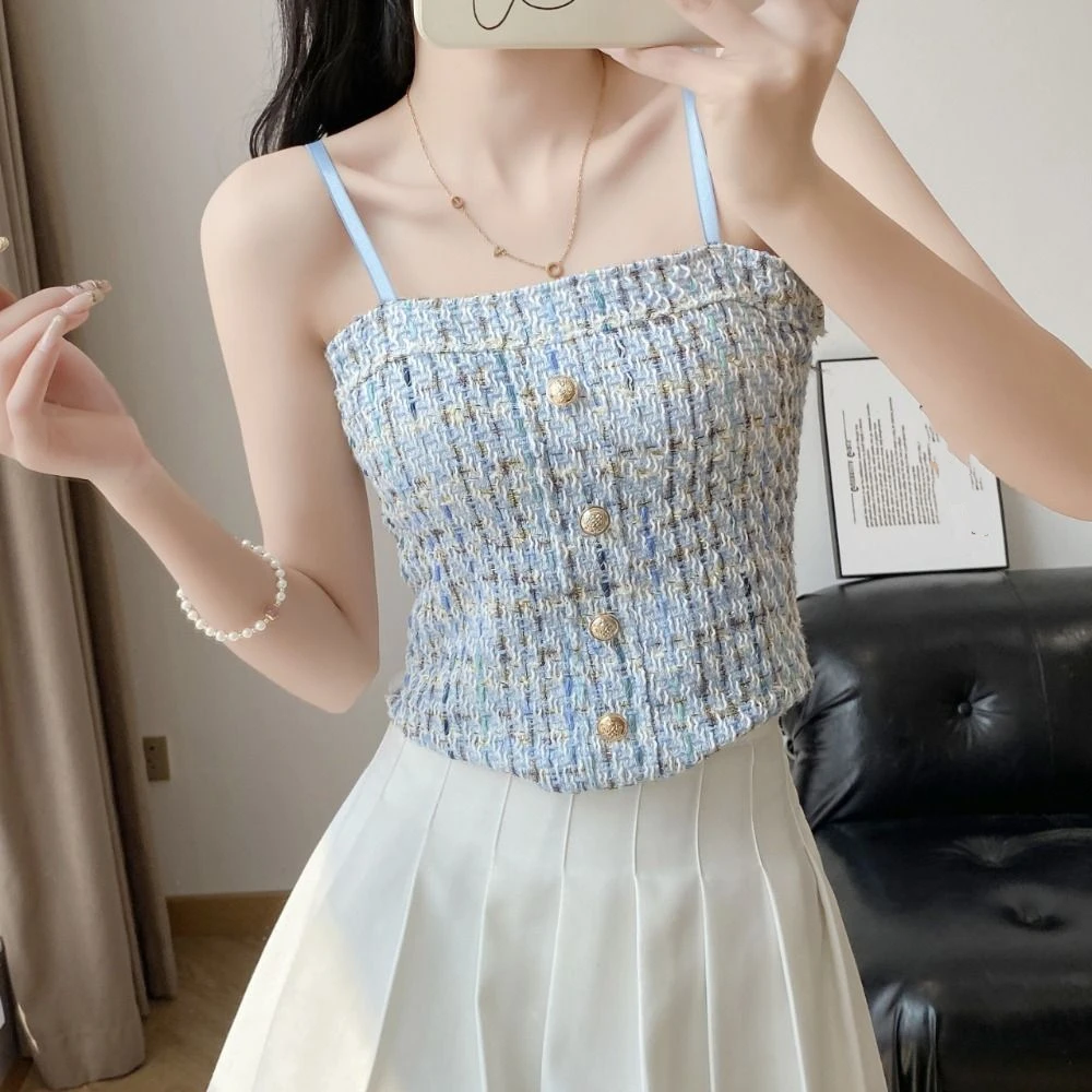 

All Match Korean Style Bra with Pads Camisole Undershirt Sweet Sleeveless Crop Top Tank Short Camisole Women Women
