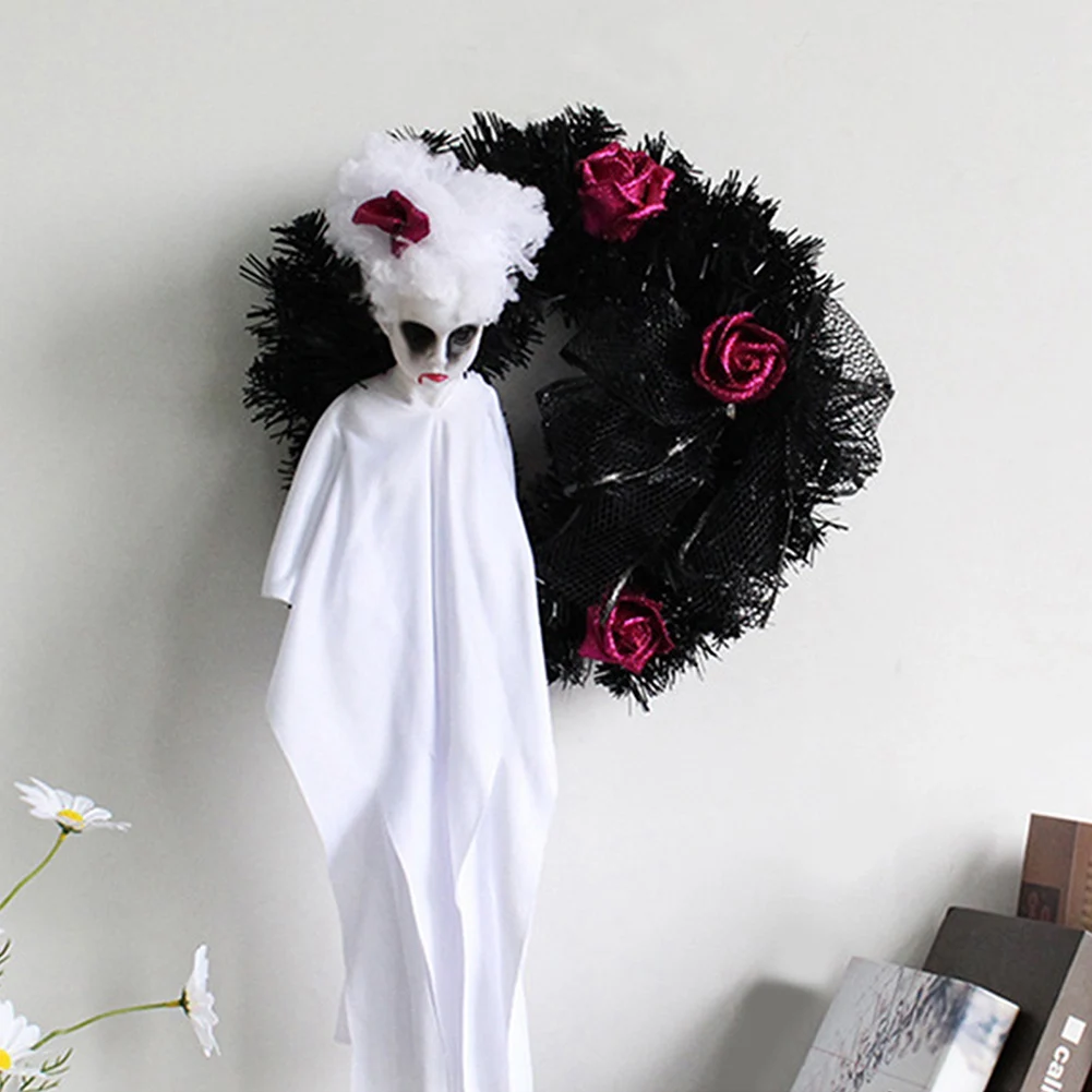 Halloween Decorations Door Decor Hanging Ghost Horror Garland Ornaments Wreath Ghost for Home Black