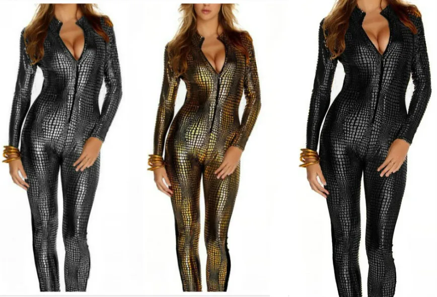 

Новый кожаный тюнер с рисунком змеиной кожи, окрашенный женский костюм для выступлений в ночном клубе, цельный комбинезон из змеиной кожи, плюс...