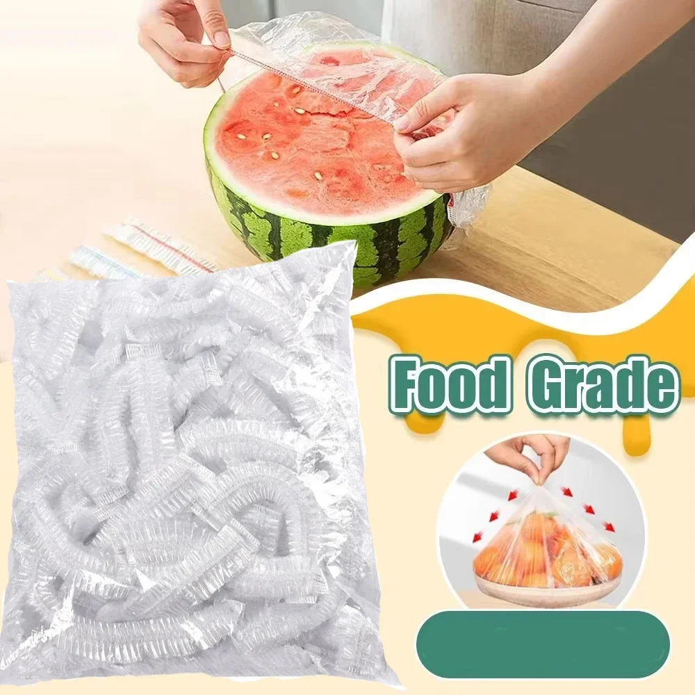 100pcs Wrap Disposable Food Cover, Elastic Bowl Protective Covers, Fruit Fresh-Keeping Plastic Bag, Fruit Vegetable Cover
