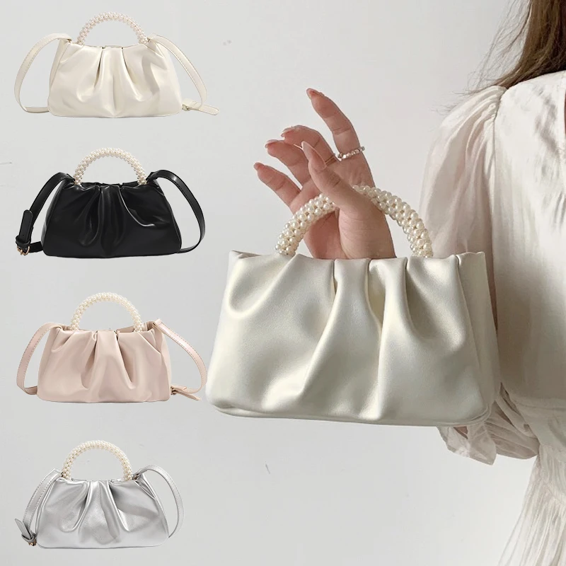 

Женский кошелек-клатч с жемчужной ручкой, модные квадратные сумки на плечо, женские маленькие сумки-мессенджеры, женская вечерняя сумка