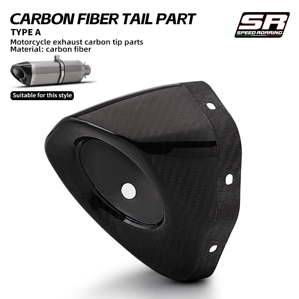 Carbon Fiber Exhaust Tail Cover Motorcycle Muffler End Cap For ALPHA S4/R77/Big Hexagonal Round Slash Tip Escape Pipe Spare Part