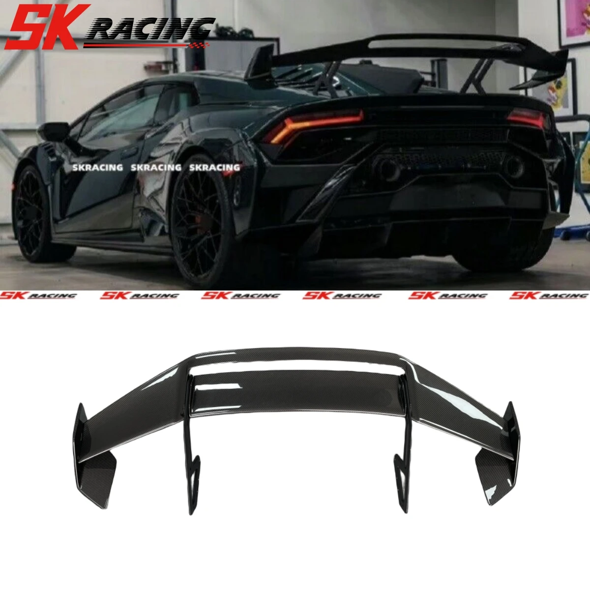 Car Accessories Dry Carbon Fiber Rear Trunk Spoiler Wing Body Kits Fits Lamborghini Huracan STO