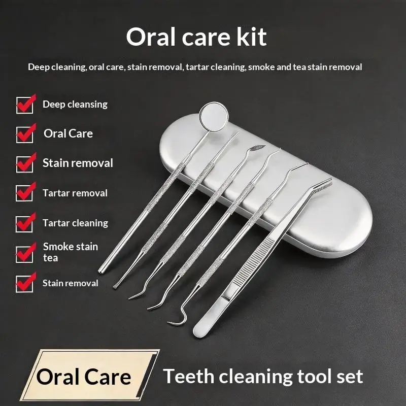 3Pcs Professional Dental Cleaning Kit Stainless Steel Food Residue Remover Tools for Home Oral Care