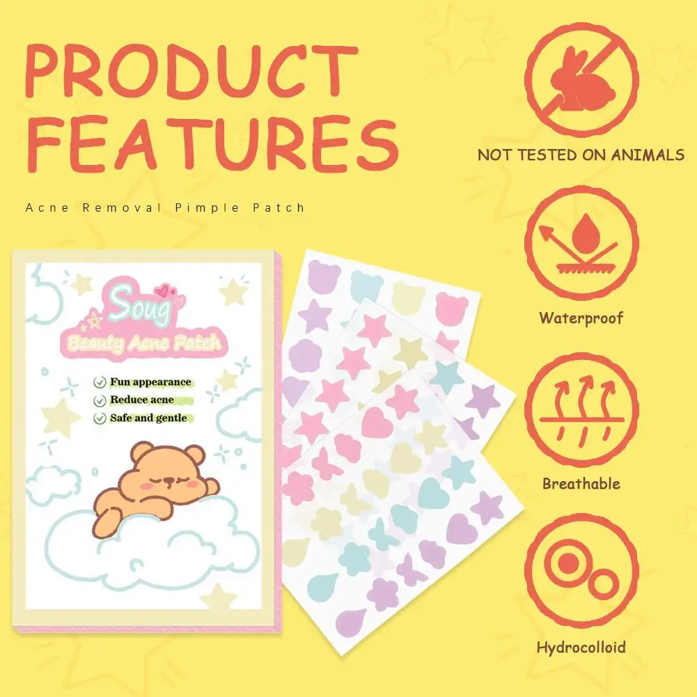 Cute Color Hydrocolloid Acne Patch Multi-color Acne Patch Little Bear Star Acne Patch Acne Care Patch 