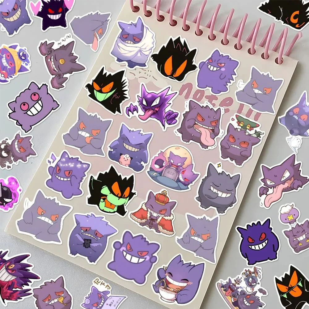 Pegatinas de dibujos animados de Pokémon Gengar para portátil, Notebook, teléfono, Kawaii, 10/20/40/80 piezas