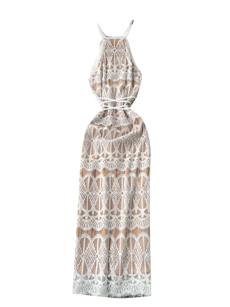 섹시 레이스 여성용 하이웨이스트 A라인 스커트 엘레 웨이스트-신칭 바디콘 롱 드레스 출퇴근 스타일