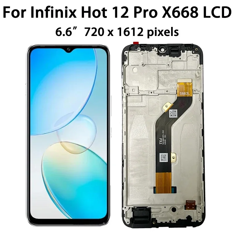 Test al 100% per Infinix Hot 12 Pro LCD X688 X668C Display Touch Screen Digitizer Assembly Hot12Pro Display Frame