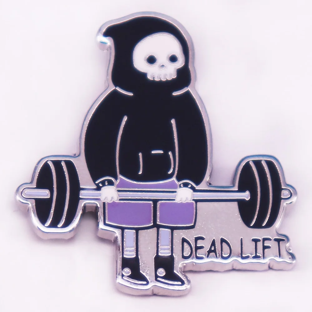 dead lift Classic weightlifting position pose skeleton brooch badge jewelry