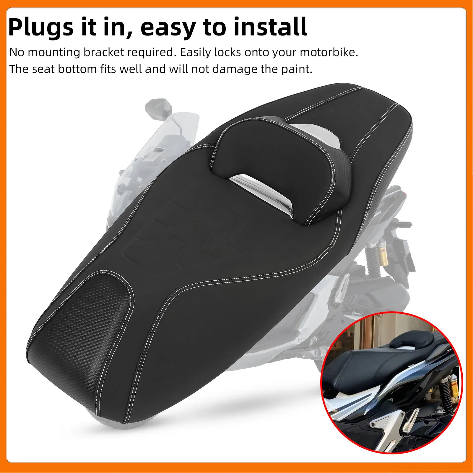 

Motorcycle Seat Replacement Anti Cracking Comfortable One Piece Front Driver Rear Passenger Seat for ADV160 ADV 160 2021-2024