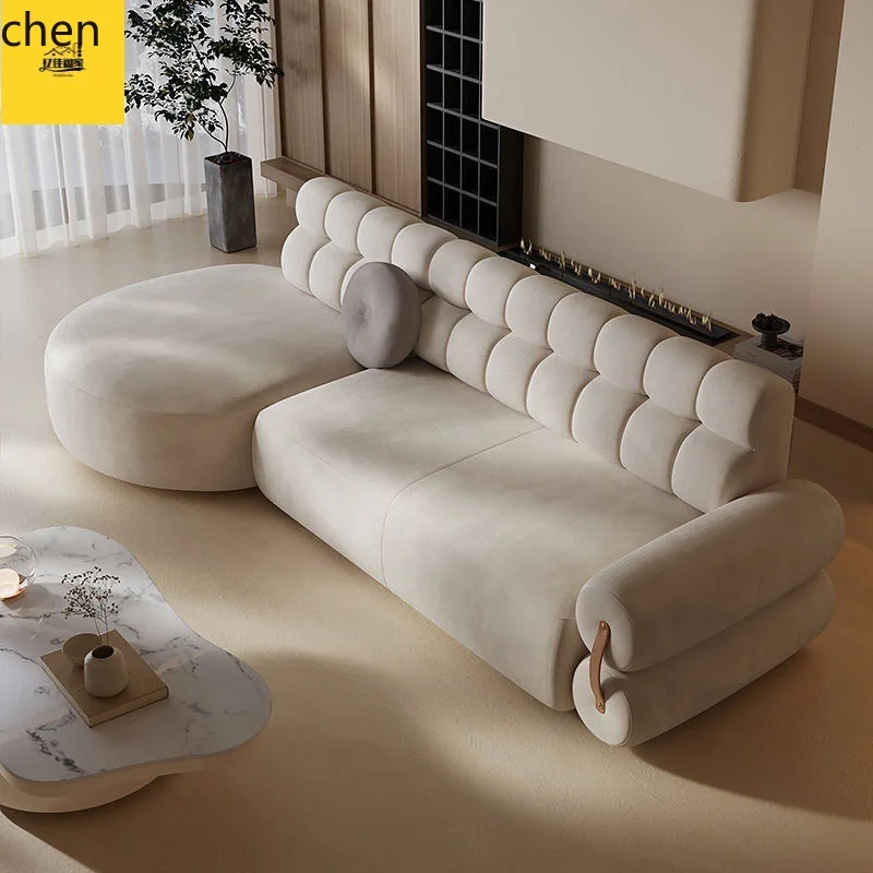 HXL Fabric Sofa Set Cream Style Retro Corner Button Sofa