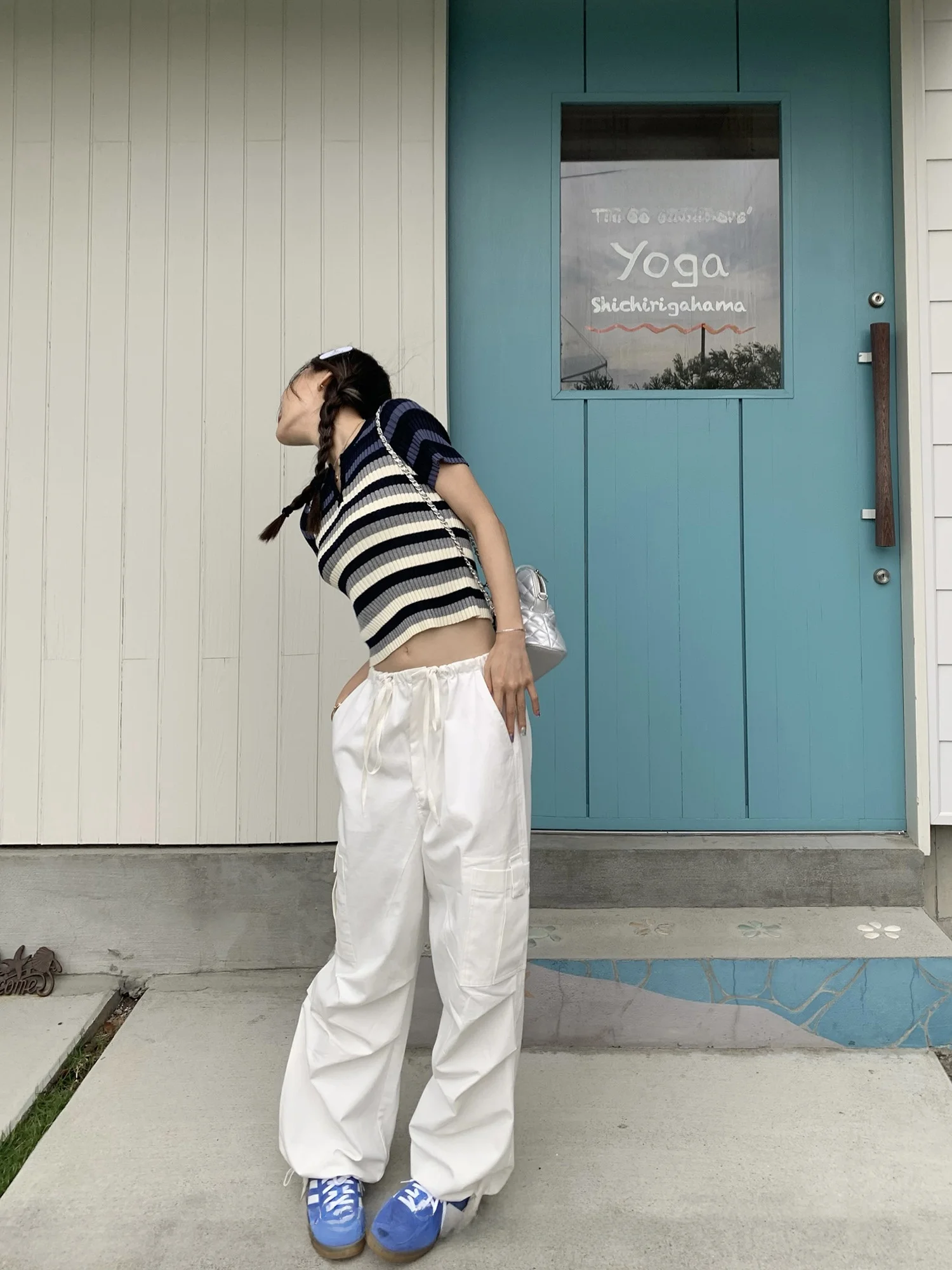 

Свободные рабочие брюки с высокой талией, длинные хлопковые брюки с карманами, повседневные брюки для женщин