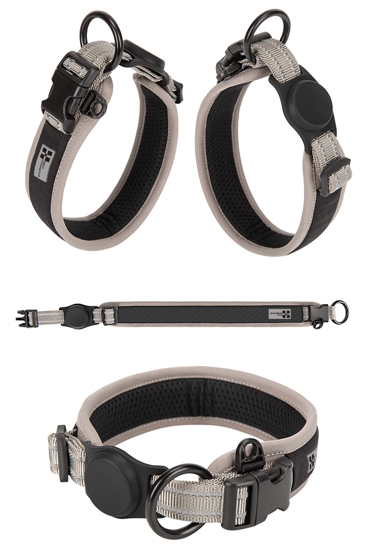 Personalized AirTag Dog Collar Adjustable Nylon Reflective Padded Pet Dog Collar for Small Medium Large Dog Accessories
