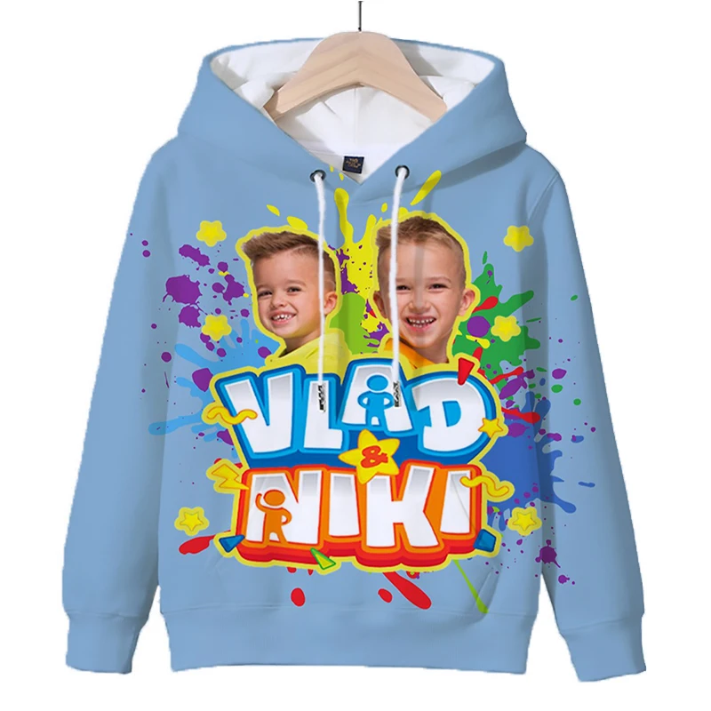 

3D Vlad and Niki Hoodies Long Sleeve Pullover Children Hooded Sweatshirt Boys Girls Autumn Tops Casual Tracksuit Kids Clothes